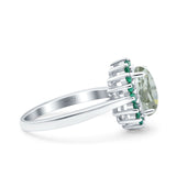Art Deco Oval Natural Stone Floral Ring