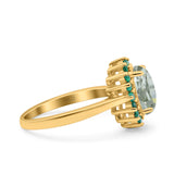 Art Deco Oval Natural Stone Floral Ring