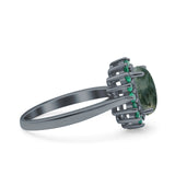 Art Deco Oval Natural Stone Floral Ring