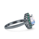 Art Deco Oval Natural Stone Floral Ring