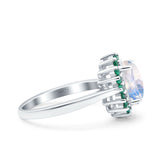 Art Deco Oval Natural Stone Floral Ring