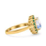 Art Deco Oval Natural Stone Floral Ring