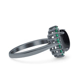 Art Deco Oval Natural Stone Floral Ring