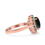 Art Deco Oval Natural Stone Floral Ring