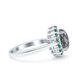 Art Deco Oval Natural Stone Floral Ring