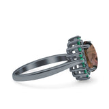 Art Deco Oval Natural Stone Floral Ring