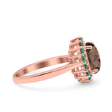 Art Deco Oval Natural Stone Floral Ring