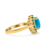 Art Deco Oval Natural Stone Floral Ring