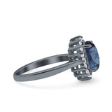 Art Deco Oval Natural Stone Floral Ring
