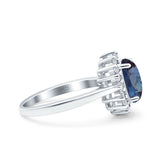 Art Deco Oval Natural Stone Floral Ring