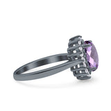 Art Deco Oval Natural Stone Floral Ring