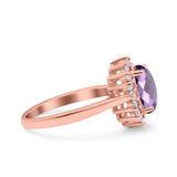 Art Deco Oval Natural Stone Floral Ring