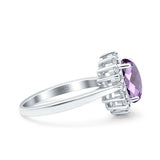 Art Deco Oval Natural Stone Floral Ring