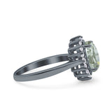 Art Deco Oval Natural Stone Floral Ring
