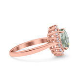 Art Deco Oval Natural Stone Floral Ring