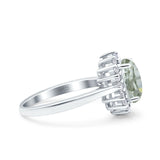 Art Deco Oval Natural Stone Floral Ring