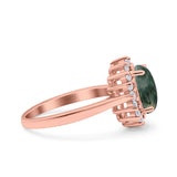 Art Deco Oval Natural Stone Floral Ring