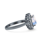 Art Deco Oval Natural Stone Floral Ring