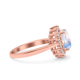 Art Deco Oval Natural Stone Floral Ring