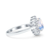 Art Deco Oval Natural Stone Floral Ring
