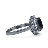 Art Deco Oval Natural Stone Floral Ring