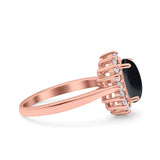 Art Deco Oval Natural Stone Floral Ring