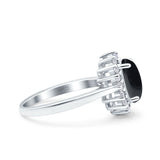 Art Deco Oval Natural Stone Floral Ring