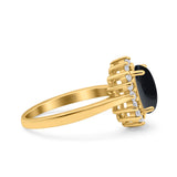 Art Deco Oval Natural Stone Floral Ring