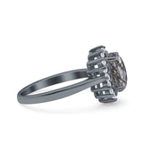Art Deco Oval Natural Stone Floral Ring