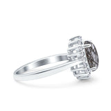 Art Deco Oval Natural Stone Floral Ring