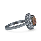 Art Deco Oval Natural Stone Floral Ring