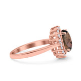 Art Deco Oval Natural Stone Floral Ring