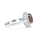 Art Deco Oval Natural Stone Floral Ring