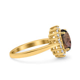 Art Deco Oval Natural Stone Floral Ring