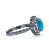 Art Deco Oval Natural Stone Floral Ring