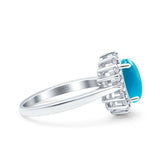 Art Deco Oval Natural Stone Floral Ring