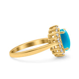 Art Deco Oval Natural Stone Floral Ring