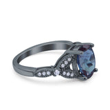 Oval Natural Stone Leaf Design Beaded Ring
