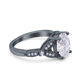 Oval Natural Stone Leaf Design Beaded Ring