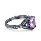 Oval Natural Stone Leaf Design Beaded Ring