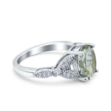 Oval Natural Stone Leaf Design Beaded Ring