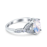 Oval Natural Stone Leaf Design Beaded Ring