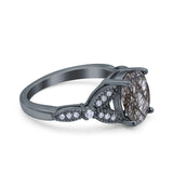 Oval Natural Stone Leaf Design Beaded Ring