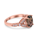 Oval Natural Stone Leaf Design Beaded Ring