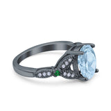 Oval Natural Stone Leaf Design Beaded Ring