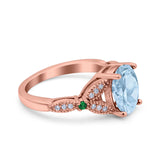 Oval Natural Stone Leaf Design Beaded Ring