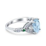 Oval Natural Stone Leaf Design Beaded Ring