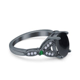 Oval Natural Stone Leaf Design Beaded Ring