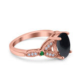 Oval Natural Stone Leaf Design Beaded Ring