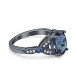 Oval Natural Stone Leaf Design Beaded Ring